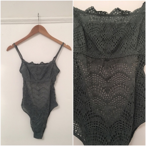 Victoria's Secret Other - Victoria Secret Olive Lacy Bodysuit